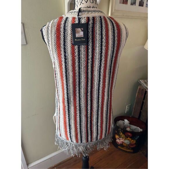 Massimo Dutti Fashion Boho Fringed Striped Yarn Shirt Women S NWT - Picture 2 of 11